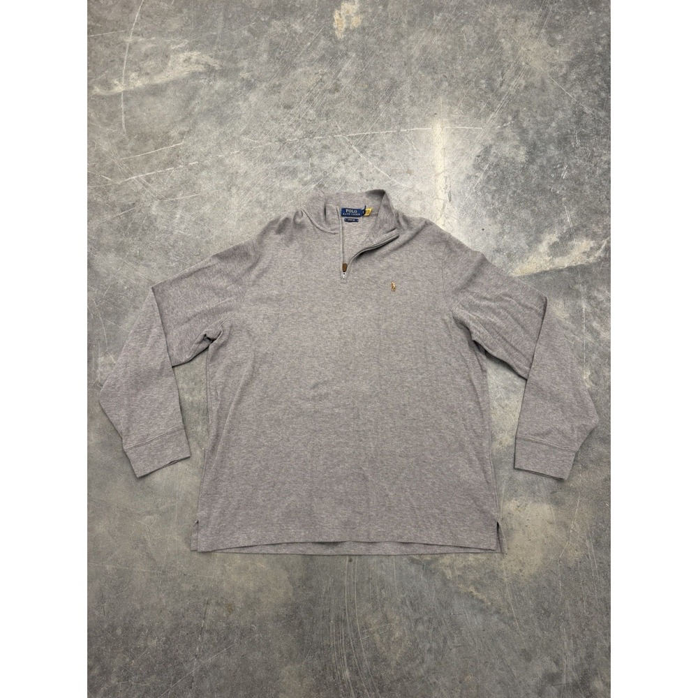 Polo Ralph Lauren Estate Rib 1/4 Zip Sweater Mens XL Gray Long Sleeve Cotton